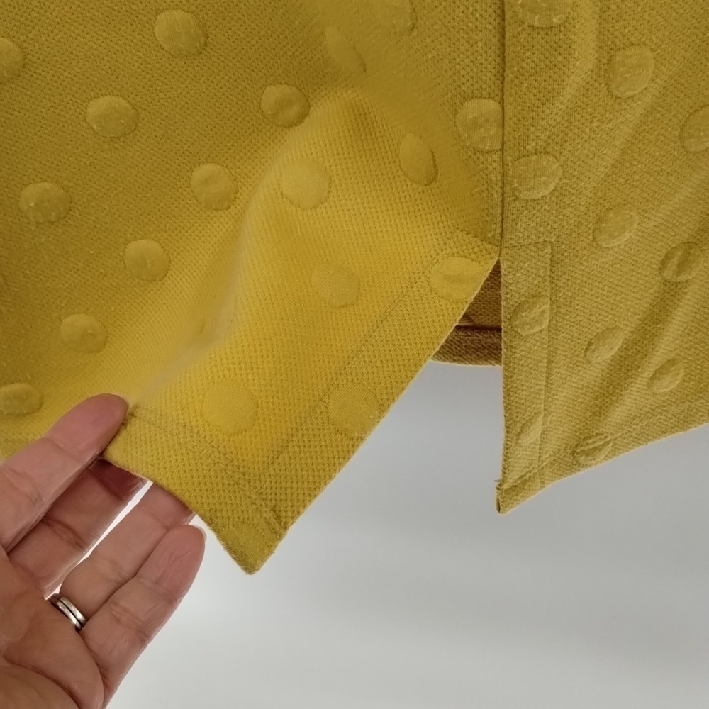 Anthropologie W5 large yellow blouse  embossed dot zip back elbow sleeve top - Picture 6 of 7
